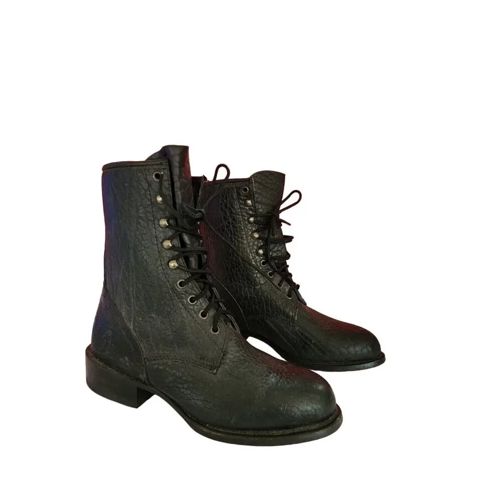 Vtg Durango Men's Size 7.5 Black Leather Lace Up Boots